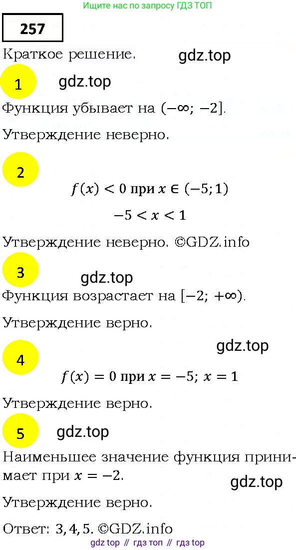 ГДЗ Алгебра, 9 класс Учебник, авторы: Мерзляк Аркадий Григорьевич, Полонский Виталий Борисович, Якир Михаил Семёнович, издательство Просвещение, Москва, 2019, голубого цвета, страница 68, номер 257, Решение 4