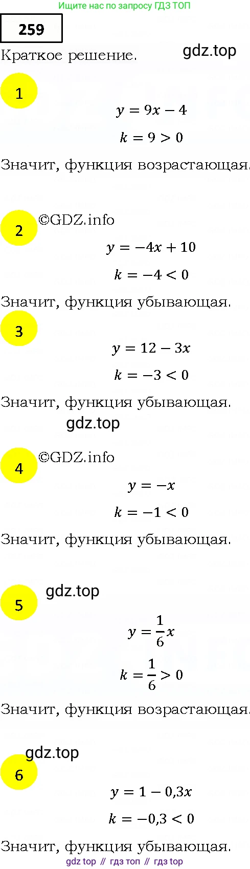 ГДЗ Алгебра, 9 класс Учебник, авторы: Мерзляк Аркадий Григорьевич, Полонский Виталий Борисович, Якир Михаил Семёнович, издательство Просвещение, Москва, 2019, голубого цвета, страница 69, номер 259, Решение 4