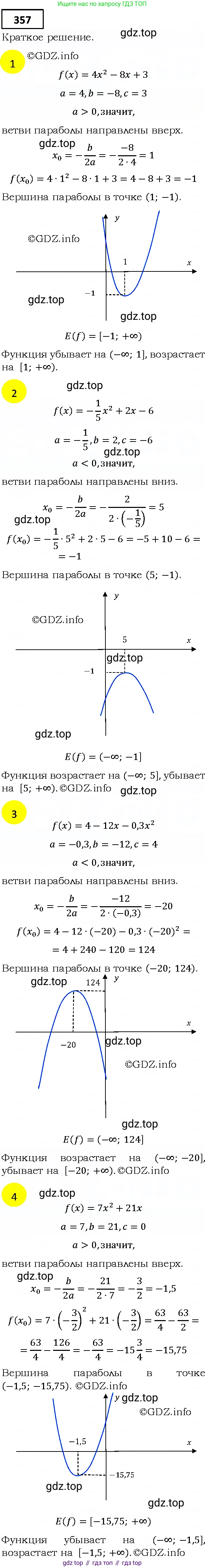 ГДЗ Алгебра, 9 класс Учебник, авторы: Мерзляк Аркадий Григорьевич, Полонский Виталий Борисович, Якир Михаил Семёнович, издательство Просвещение, Москва, 2019, голубого цвета, страница 99, номер 357, Решение 4
