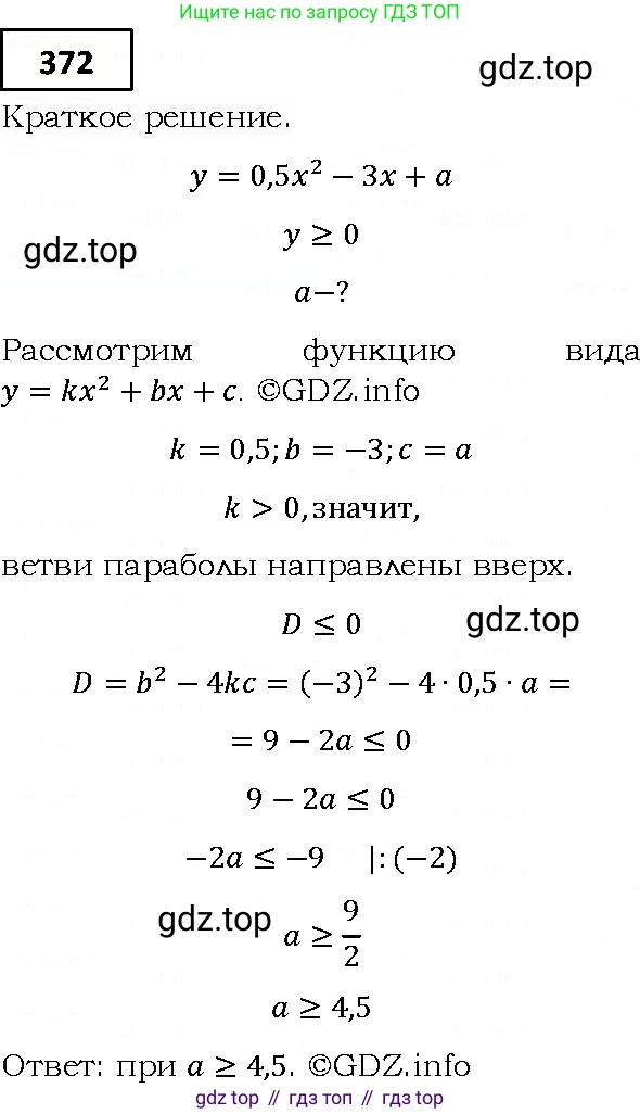 ГДЗ Алгебра, 9 класс Учебник, авторы: Мерзляк Аркадий Григорьевич, Полонский Виталий Борисович, Якир Михаил Семёнович, издательство Просвещение, Москва, 2019, голубого цвета, страница 100, номер 372, Решение 4
