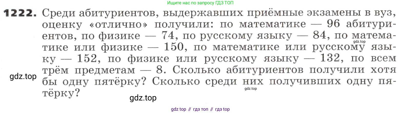 ГДЗ Алгебра, 9 класс Учебник, авторы: Никольский Сергей Михайлович, Потапов Михаил Константинович, Решетников Николай Николаевич, Шевкин Александр Владимирович, издательство Просвещение, Москва, 2019, зелёного цвета, страница 298, номер 1222, Условие
