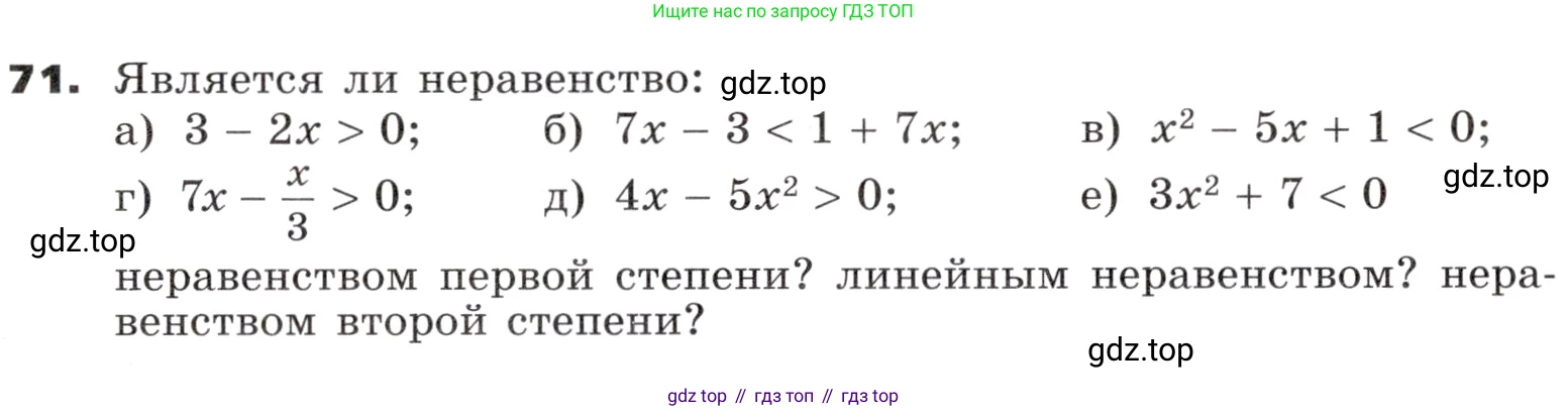 ГДЗ Алгебра, 9 класс Учебник, авторы: Никольский Сергей Михайлович, Потапов Михаил Константинович, Решетников Николай Николаевич, Шевкин Александр Владимирович, издательство Просвещение, Москва, 2019, зелёного цвета, страница 27, номер 71, Условие