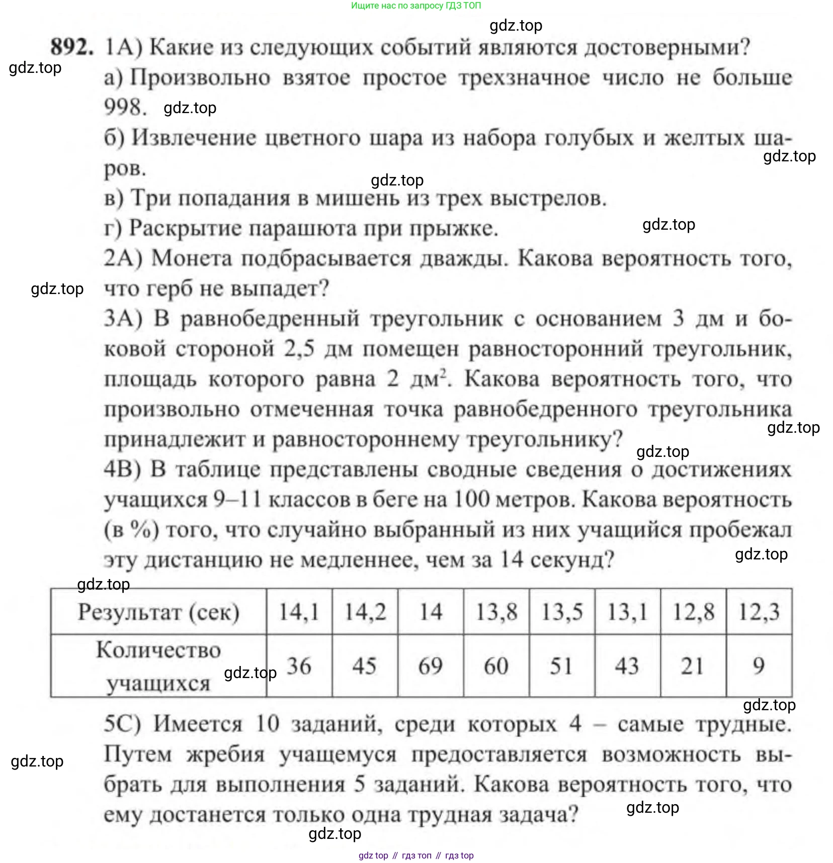 Алгебра, 9 класс Учебник, авторы: Солтан Генадий Николаевич, Солтан Алла Евгеньевна, Жумадилова Аманбала Жумадиловна, издательство Кокшетау, Алматы, 2019, страница 247, номер 892, Условие
