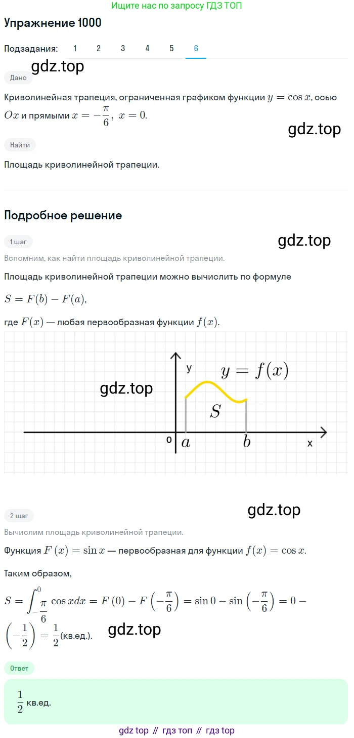 Алгебра, 10-11 класс Учебник, авторы: Алимов Шавкат Арифджанович, Колягин Юрий Михайлович, Ткачева Мария Владимировна, Федорова Надежда Евгеньевна, Шабунин Михаил Иванович, издательство Просвещение, Москва, 2014, страница 301, номер 1000, Решение 1 (продолжение 6)