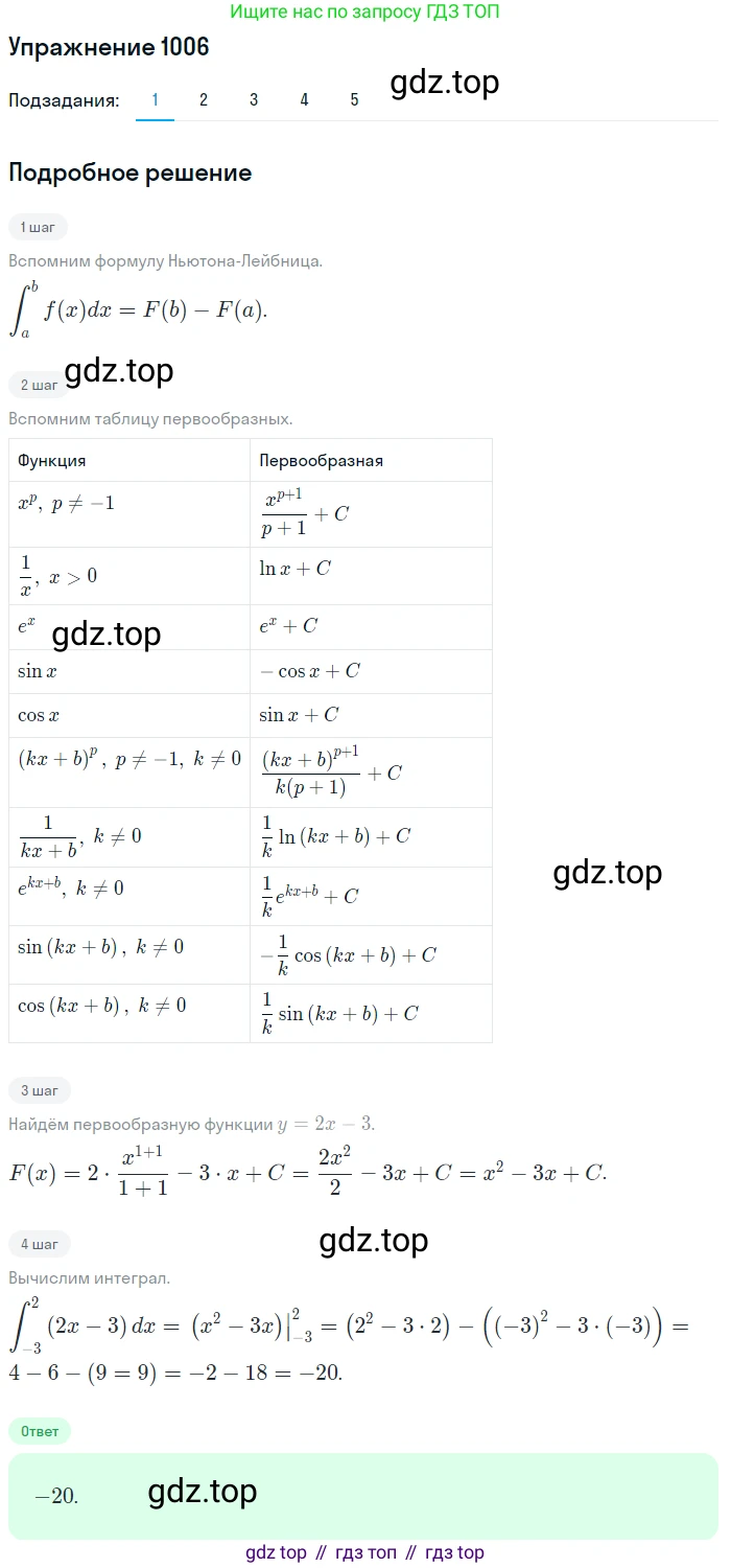 Алгебра, 10-11 класс Учебник, авторы: Алимов Шавкат Арифджанович, Колягин Юрий Михайлович, Ткачева Мария Владимировна, Федорова Надежда Евгеньевна, Шабунин Михаил Иванович, издательство Просвещение, Москва, 2014, страница 303, номер 1006, Решение 1