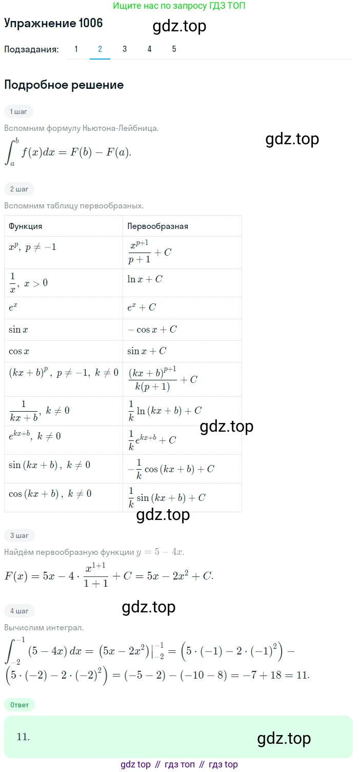 Алгебра, 10-11 класс Учебник, авторы: Алимов Шавкат Арифджанович, Колягин Юрий Михайлович, Ткачева Мария Владимировна, Федорова Надежда Евгеньевна, Шабунин Михаил Иванович, издательство Просвещение, Москва, 2014, страница 303, номер 1006, Решение 1 (продолжение 2)