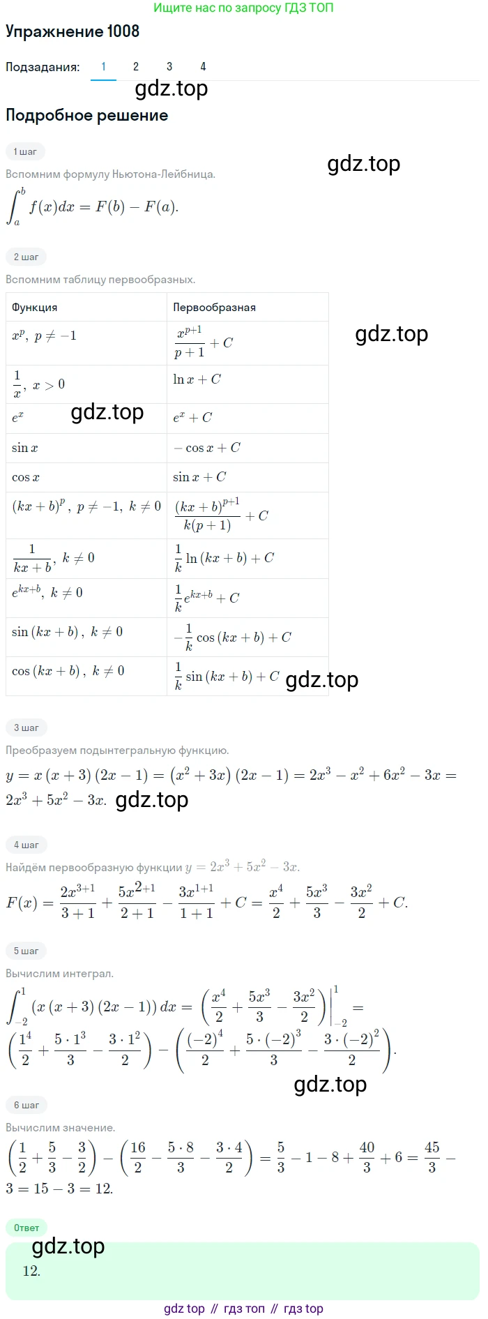 Алгебра, 10-11 класс Учебник, авторы: Алимов Шавкат Арифджанович, Колягин Юрий Михайлович, Ткачева Мария Владимировна, Федорова Надежда Евгеньевна, Шабунин Михаил Иванович, издательство Просвещение, Москва, 2014, страница 304, номер 1008, Решение 1