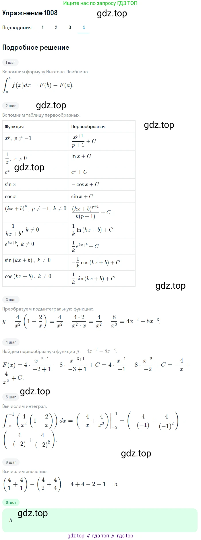 Алгебра, 10-11 класс Учебник, авторы: Алимов Шавкат Арифджанович, Колягин Юрий Михайлович, Ткачева Мария Владимировна, Федорова Надежда Евгеньевна, Шабунин Михаил Иванович, издательство Просвещение, Москва, 2014, страница 304, номер 1008, Решение 1 (продолжение 4)