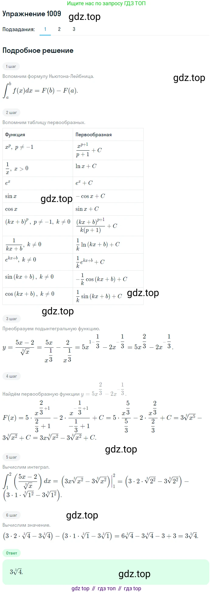 Алгебра, 10-11 класс Учебник, авторы: Алимов Шавкат Арифджанович, Колягин Юрий Михайлович, Ткачева Мария Владимировна, Федорова Надежда Евгеньевна, Шабунин Михаил Иванович, издательство Просвещение, Москва, 2014, страница 304, номер 1009, Решение 1