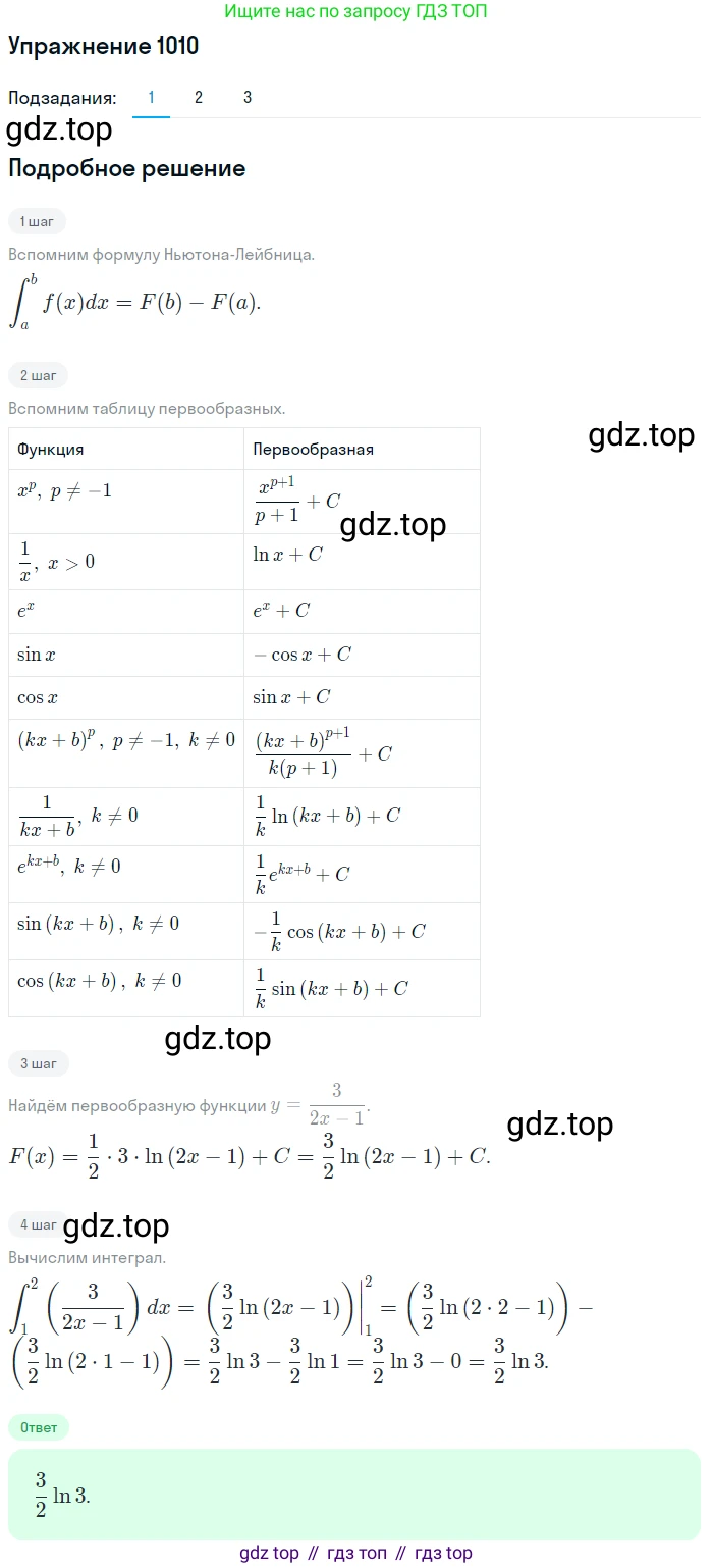 Алгебра, 10-11 класс Учебник, авторы: Алимов Шавкат Арифджанович, Колягин Юрий Михайлович, Ткачева Мария Владимировна, Федорова Надежда Евгеньевна, Шабунин Михаил Иванович, издательство Просвещение, Москва, 2014, страница 304, номер 1010, Решение 1