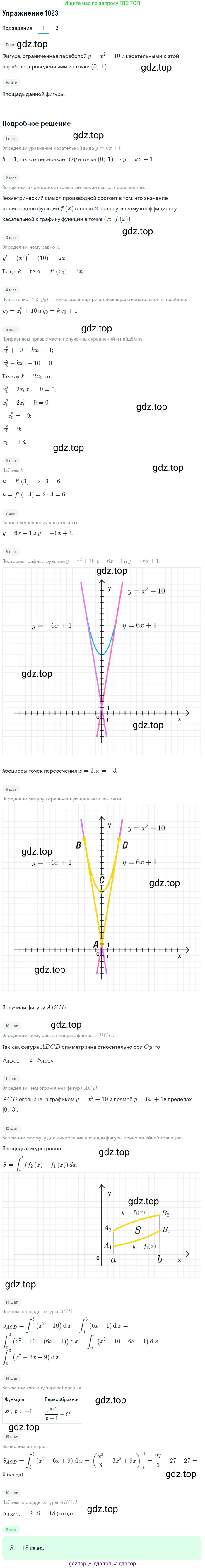 Алгебра, 10-11 класс Учебник, авторы: Алимов Шавкат Арифджанович, Колягин Юрий Михайлович, Ткачева Мария Владимировна, Федорова Надежда Евгеньевна, Шабунин Михаил Иванович, издательство Просвещение, Москва, 2014, страница 309, номер 1023, Решение 1