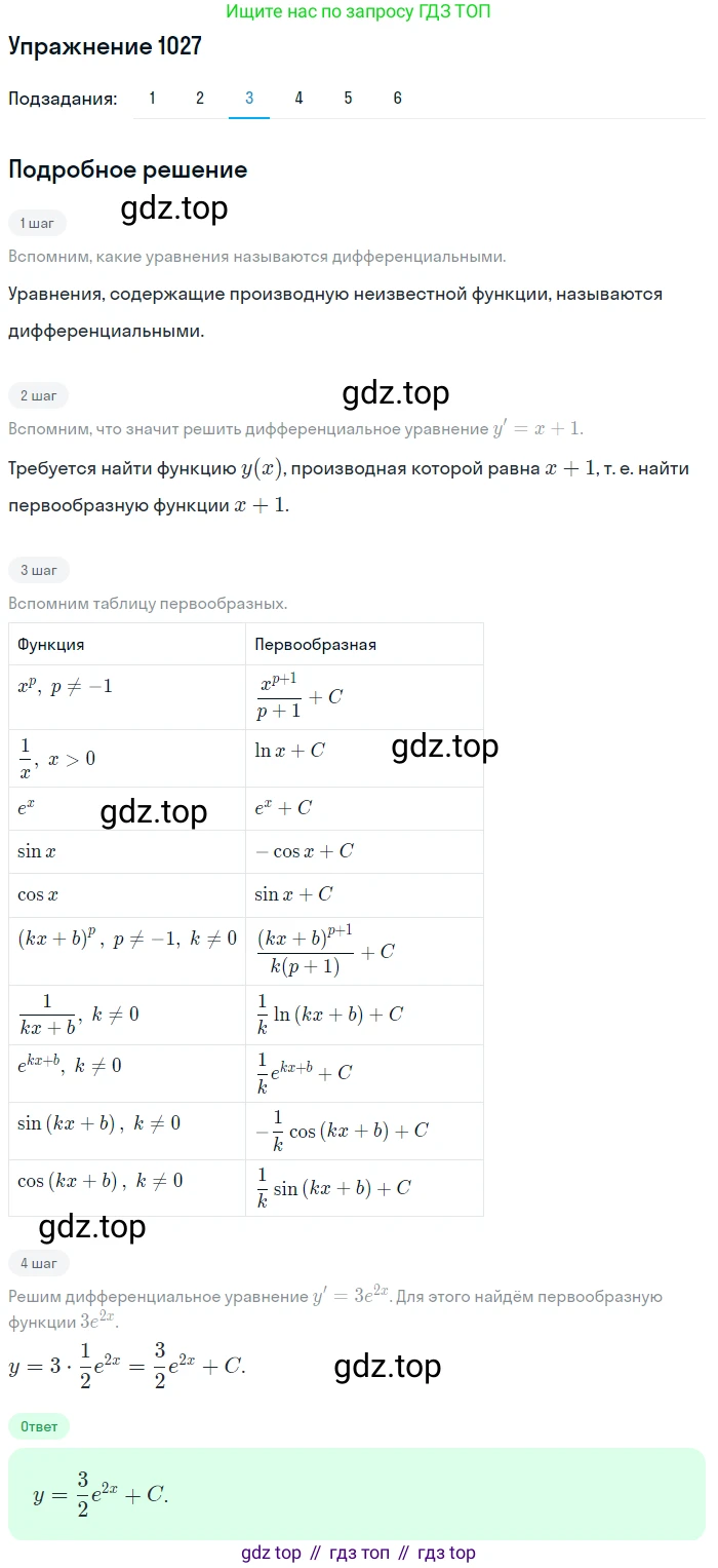 Алгебра, 10-11 класс Учебник, авторы: Алимов Шавкат Арифджанович, Колягин Юрий Михайлович, Ткачева Мария Владимировна, Федорова Надежда Евгеньевна, Шабунин Михаил Иванович, издательство Просвещение, Москва, 2014, страница 314, номер 1027, Решение 1 (продолжение 3)