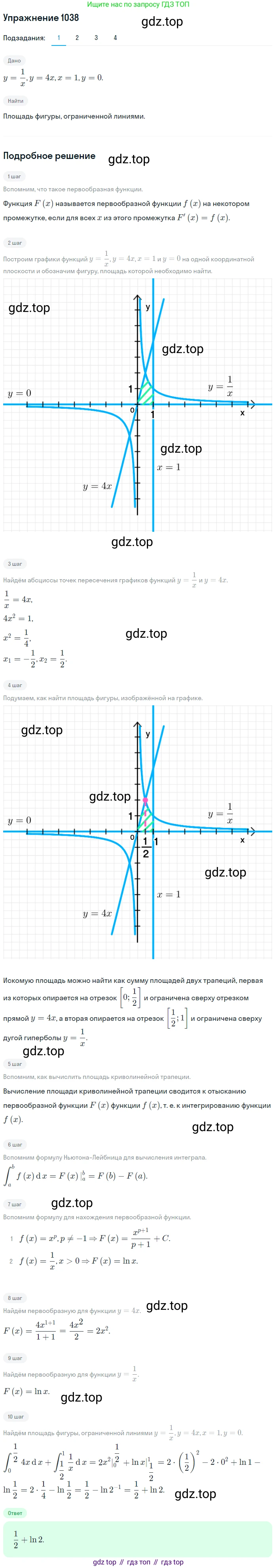 Алгебра, 10-11 класс Учебник, авторы: Алимов Шавкат Арифджанович, Колягин Юрий Михайлович, Ткачева Мария Владимировна, Федорова Надежда Евгеньевна, Шабунин Михаил Иванович, издательство Просвещение, Москва, 2014, страница 316, номер 1038, Решение 1