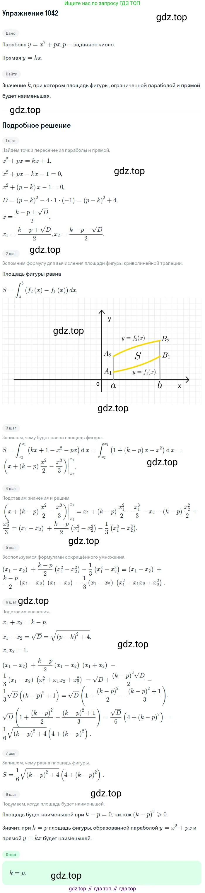 Алгебра, 10-11 класс Учебник, авторы: Алимов Шавкат Арифджанович, Колягин Юрий Михайлович, Ткачева Мария Владимировна, Федорова Надежда Евгеньевна, Шабунин Михаил Иванович, издательство Просвещение, Москва, 2014, страница 316, номер 1042, Решение 1