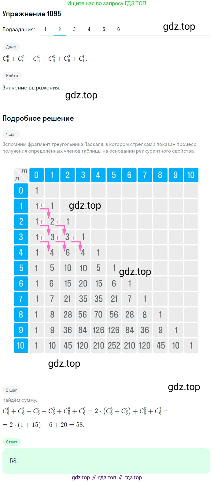 Алгебра, 10-11 класс Учебник, авторы: Алимов Шавкат Арифджанович, Колягин Юрий Михайлович, Ткачева Мария Владимировна, Федорова Надежда Евгеньевна, Шабунин Михаил Иванович, издательство Просвещение, Москва, 2014, страница 333, номер 1095, Решение 1 (продолжение 2)