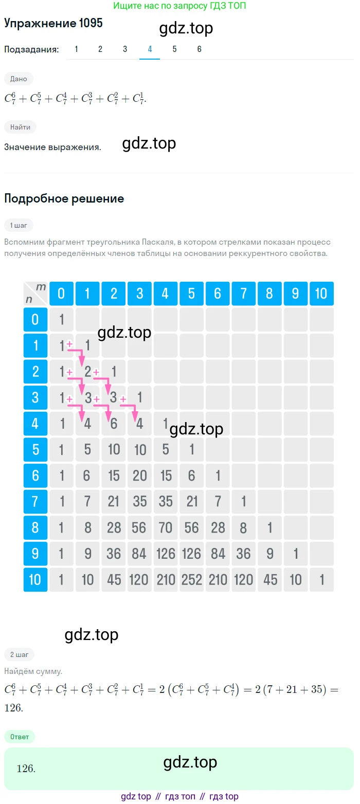 Алгебра, 10-11 класс Учебник, авторы: Алимов Шавкат Арифджанович, Колягин Юрий Михайлович, Ткачева Мария Владимировна, Федорова Надежда Евгеньевна, Шабунин Михаил Иванович, издательство Просвещение, Москва, 2014, страница 333, номер 1095, Решение 1 (продолжение 4)