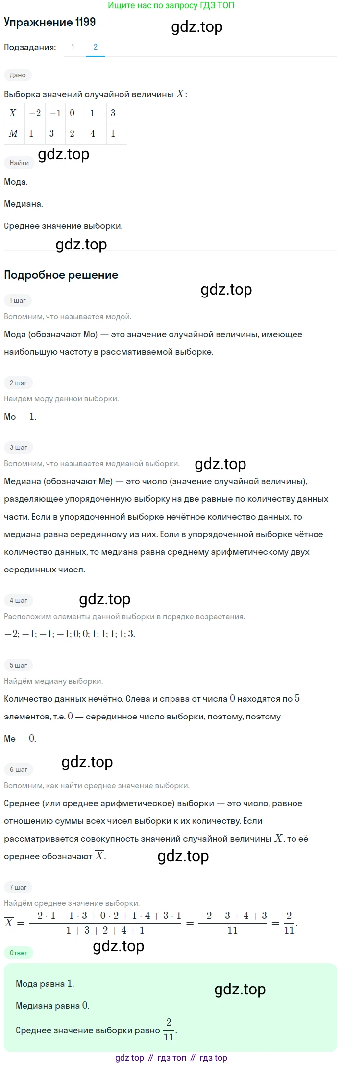 Алгебра, 10-11 класс Учебник, авторы: Алимов Шавкат Арифджанович, Колягин Юрий Михайлович, Ткачева Мария Владимировна, Федорова Надежда Евгеньевна, Шабунин Михаил Иванович, издательство Просвещение, Москва, 2014, страница 374, номер 1199, Решение 1 (продолжение 2)