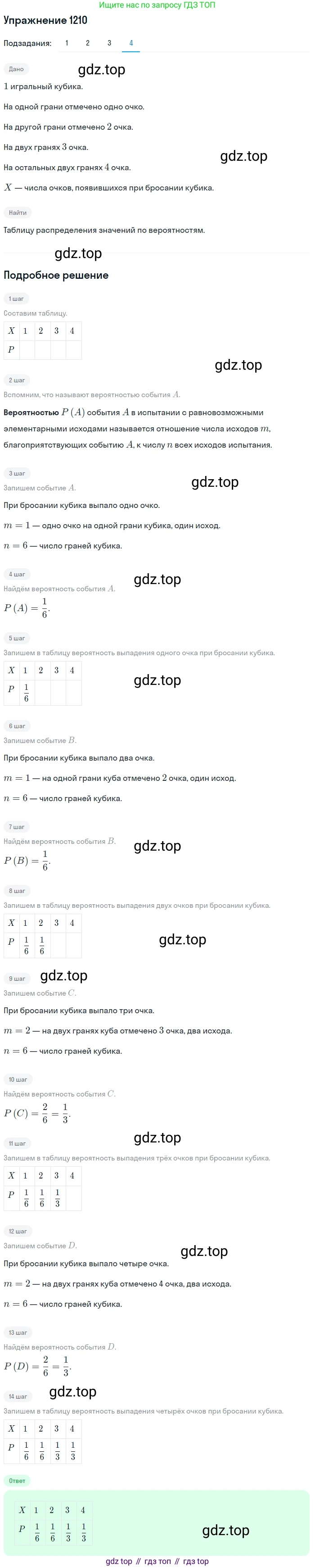 Алгебра, 10-11 класс Учебник, авторы: Алимов Шавкат Арифджанович, Колягин Юрий Михайлович, Ткачева Мария Владимировна, Федорова Надежда Евгеньевна, Шабунин Михаил Иванович, издательство Просвещение, Москва, 2014, страница 383, номер 1210, Решение 1 (продолжение 4)