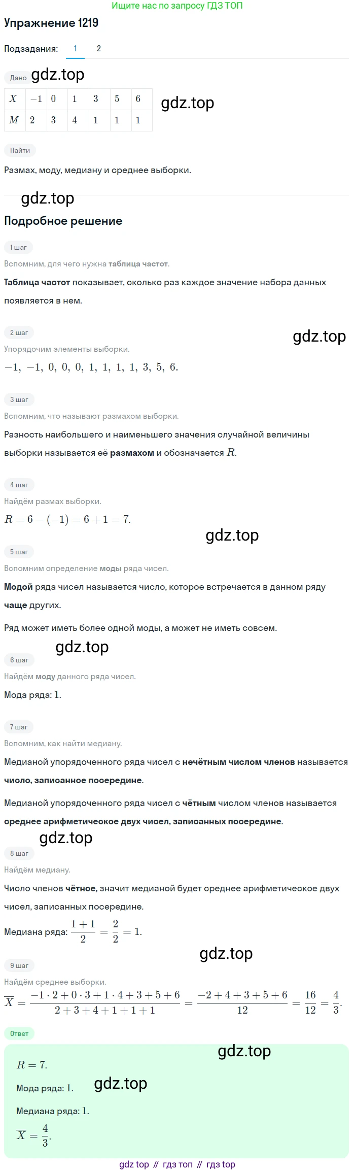 Алгебра, 10-11 класс Учебник, авторы: Алимов Шавкат Арифджанович, Колягин Юрий Михайлович, Ткачева Мария Владимировна, Федорова Надежда Евгеньевна, Шабунин Михаил Иванович, издательство Просвещение, Москва, 2014, страница 384, номер 1219, Решение 1
