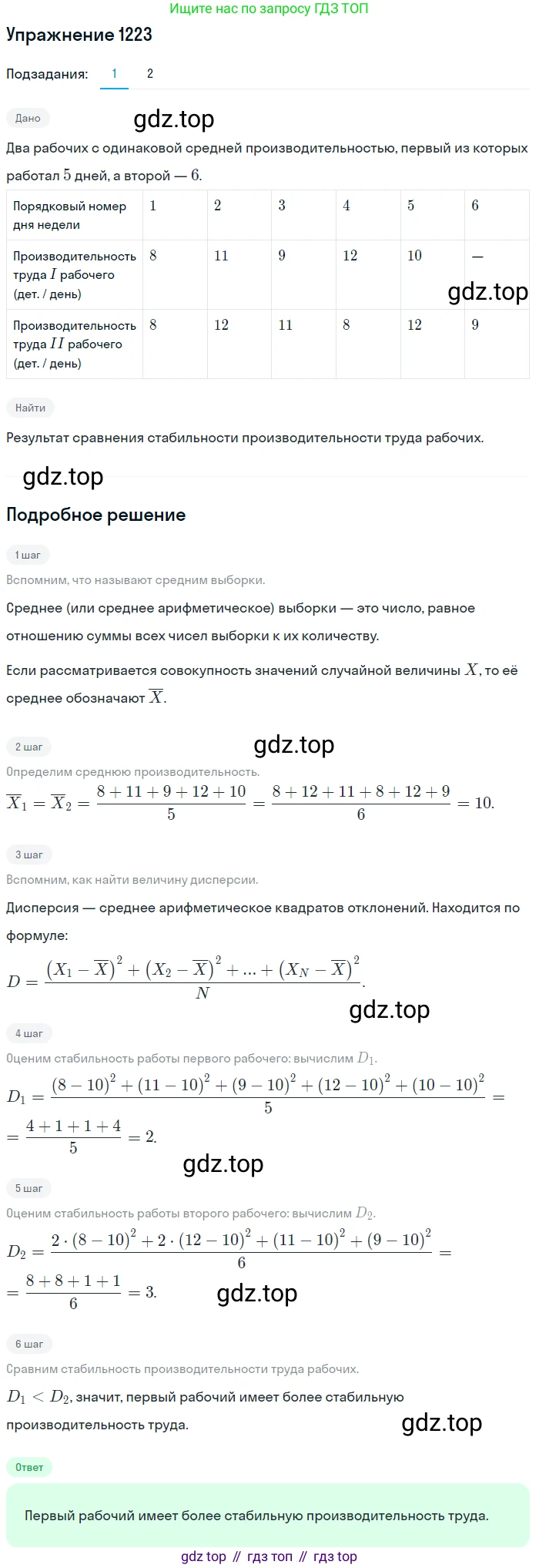 Алгебра, 10-11 класс Учебник, авторы: Алимов Шавкат Арифджанович, Колягин Юрий Михайлович, Ткачева Мария Владимировна, Федорова Надежда Евгеньевна, Шабунин Михаил Иванович, издательство Просвещение, Москва, 2014, страница 385, номер 1223, Решение 1