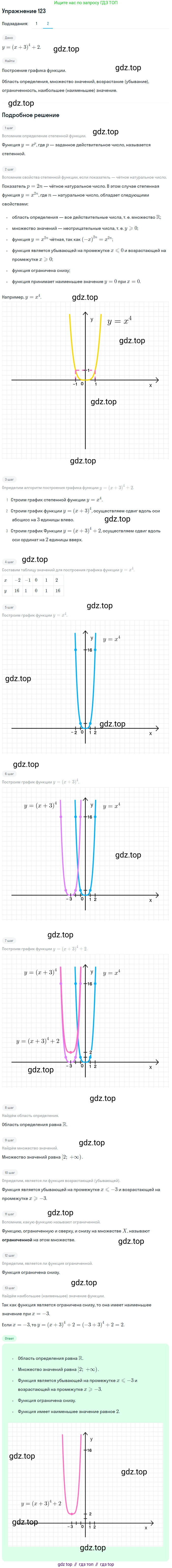 Алгебра, 10-11 класс Учебник, авторы: Алимов Шавкат Арифджанович, Колягин Юрий Михайлович, Ткачева Мария Владимировна, Федорова Надежда Евгеньевна, Шабунин Михаил Иванович, издательство Просвещение, Москва, 2014, страница 46, номер 123, Решение 1 (продолжение 2)