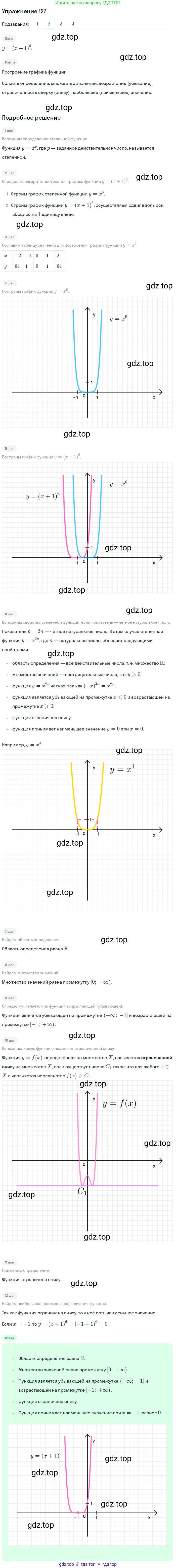 Алгебра, 10-11 класс Учебник, авторы: Алимов Шавкат Арифджанович, Колягин Юрий Михайлович, Ткачева Мария Владимировна, Федорова Надежда Евгеньевна, Шабунин Михаил Иванович, издательство Просвещение, Москва, 2014, страница 47, номер 127, Решение 1 (продолжение 2)