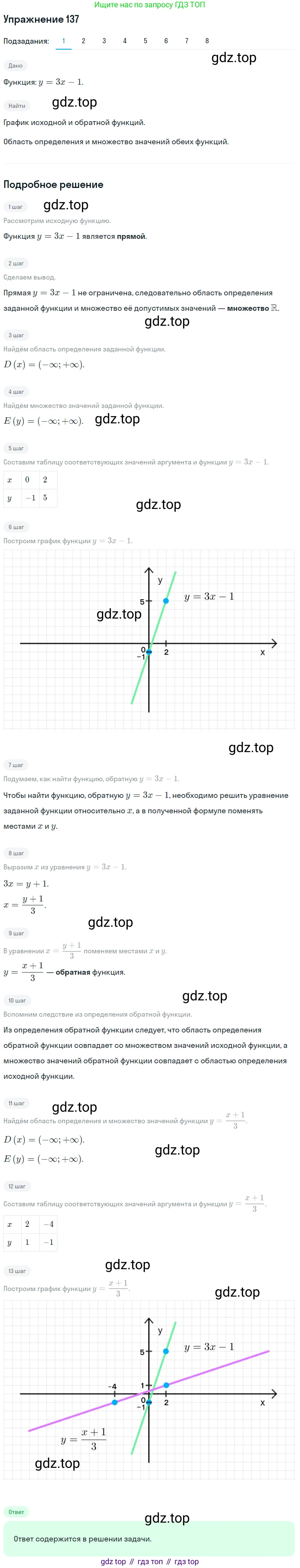 Алгебра, 10-11 класс Учебник, авторы: Алимов Шавкат Арифджанович, Колягин Юрий Михайлович, Ткачева Мария Владимировна, Федорова Надежда Евгеньевна, Шабунин Михаил Иванович, издательство Просвещение, Москва, 2014, страница 53, номер 137, Решение 1