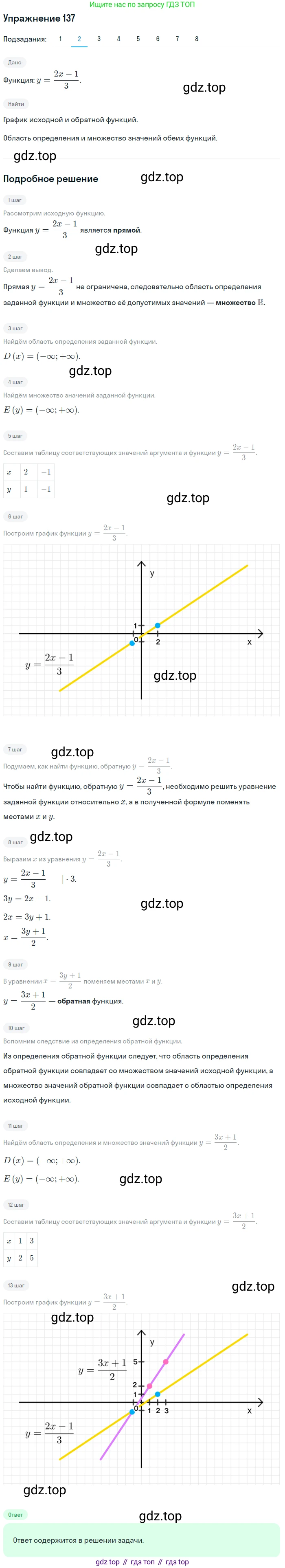 Алгебра, 10-11 класс Учебник, авторы: Алимов Шавкат Арифджанович, Колягин Юрий Михайлович, Ткачева Мария Владимировна, Федорова Надежда Евгеньевна, Шабунин Михаил Иванович, издательство Просвещение, Москва, 2014, страница 53, номер 137, Решение 1 (продолжение 2)