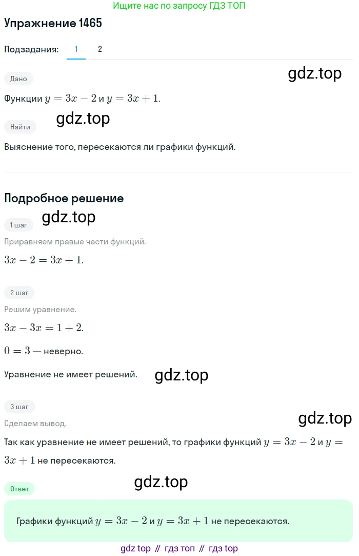 Алгебра, 10-11 класс Учебник, авторы: Алимов Шавкат Арифджанович, Колягин Юрий Михайлович, Ткачева Мария Владимировна, Федорова Надежда Евгеньевна, Шабунин Михаил Иванович, издательство Просвещение, Москва, 2014, страница 418, номер 1465, Решение 1