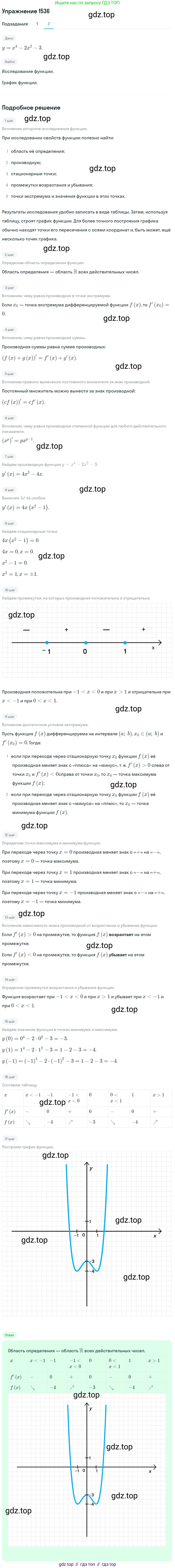 Алгебра, 10-11 класс Учебник, авторы: Алимов Шавкат Арифджанович, Колягин Юрий Михайлович, Ткачева Мария Владимировна, Федорова Надежда Евгеньевна, Шабунин Михаил Иванович, издательство Просвещение, Москва, 2014, страница 424, номер 1536, Решение 1 (продолжение 2)