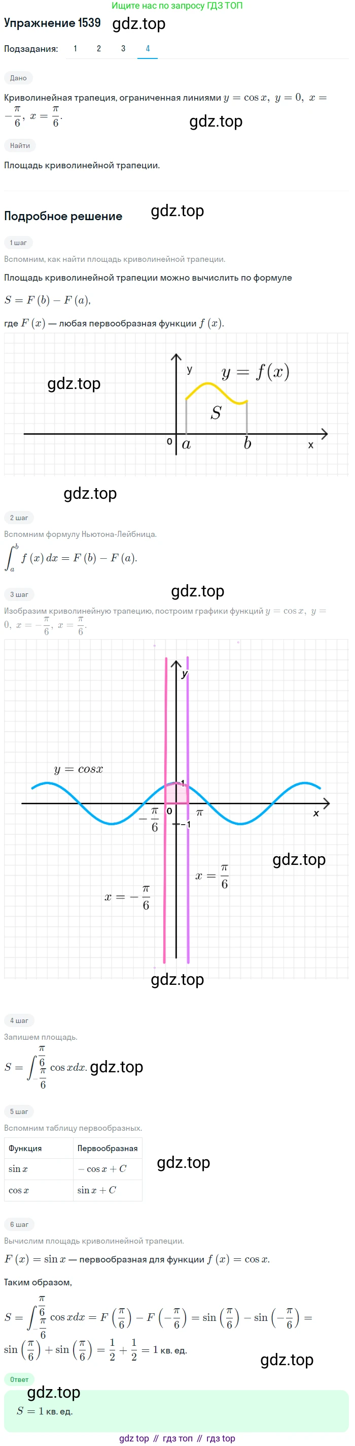 Алгебра, 10-11 класс Учебник, авторы: Алимов Шавкат Арифджанович, Колягин Юрий Михайлович, Ткачева Мария Владимировна, Федорова Надежда Евгеньевна, Шабунин Михаил Иванович, издательство Просвещение, Москва, 2014, страница 424, номер 1539, Решение 1 (продолжение 4)