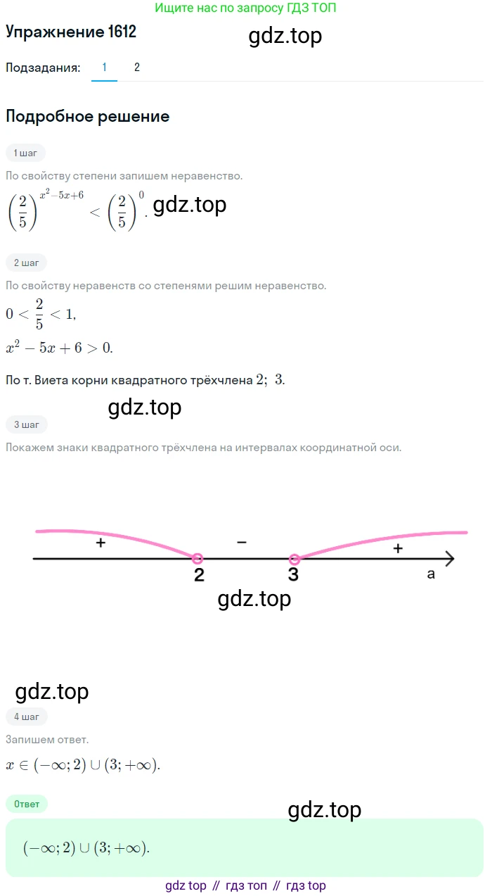 Алгебра, 10-11 класс Учебник, авторы: Алимов Шавкат Арифджанович, Колягин Юрий Михайлович, Ткачева Мария Владимировна, Федорова Надежда Евгеньевна, Шабунин Михаил Иванович, издательство Просвещение, Москва, 2014, страница 431, номер 1612, Решение 1