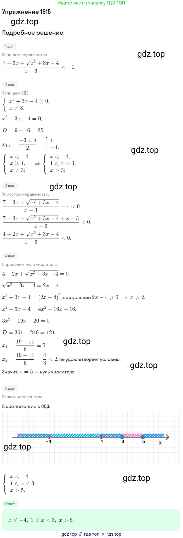 Алгебра, 10-11 класс Учебник, авторы: Алимов Шавкат Арифджанович, Колягин Юрий Михайлович, Ткачева Мария Владимировна, Федорова Надежда Евгеньевна, Шабунин Михаил Иванович, издательство Просвещение, Москва, 2014, страница 431, номер 1615, Решение 1