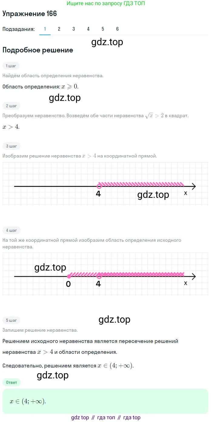 Алгебра, 10-11 класс Учебник, авторы: Алимов Шавкат Арифджанович, Колягин Юрий Михайлович, Ткачева Мария Владимировна, Федорова Надежда Евгеньевна, Шабунин Михаил Иванович, издательство Просвещение, Москва, 2014, страница 68, номер 166, Решение 1