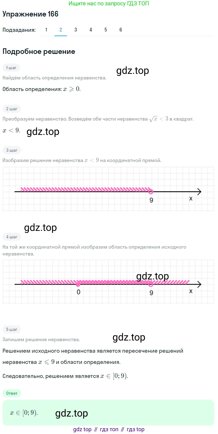 Алгебра, 10-11 класс Учебник, авторы: Алимов Шавкат Арифджанович, Колягин Юрий Михайлович, Ткачева Мария Владимировна, Федорова Надежда Евгеньевна, Шабунин Михаил Иванович, издательство Просвещение, Москва, 2014, страница 68, номер 166, Решение 1 (продолжение 2)