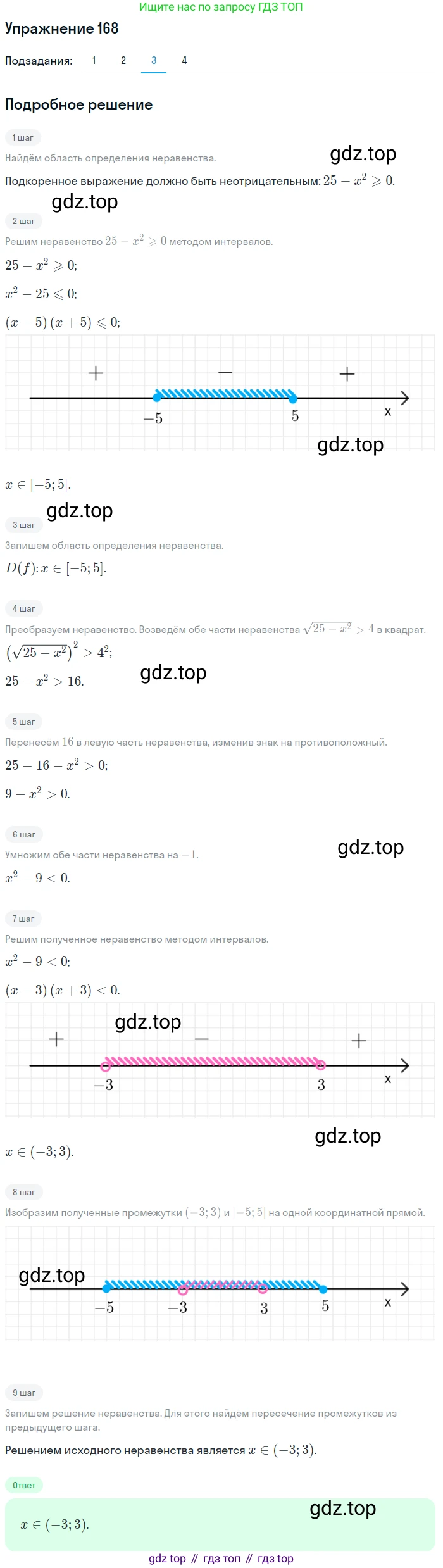 Алгебра, 10-11 класс Учебник, авторы: Алимов Шавкат Арифджанович, Колягин Юрий Михайлович, Ткачева Мария Владимировна, Федорова Надежда Евгеньевна, Шабунин Михаил Иванович, издательство Просвещение, Москва, 2014, страница 68, номер 168, Решение 1 (продолжение 3)