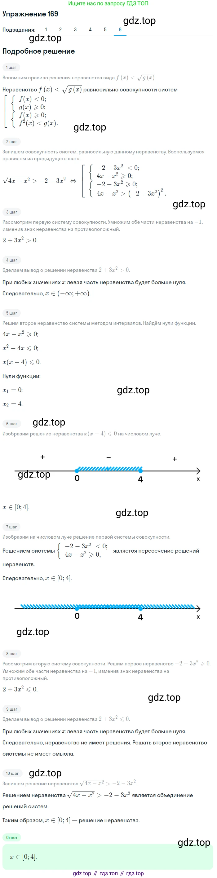 Алгебра, 10-11 класс Учебник, авторы: Алимов Шавкат Арифджанович, Колягин Юрий Михайлович, Ткачева Мария Владимировна, Федорова Надежда Евгеньевна, Шабунин Михаил Иванович, издательство Просвещение, Москва, 2014, страница 68, номер 169, Решение 1 (продолжение 6)
