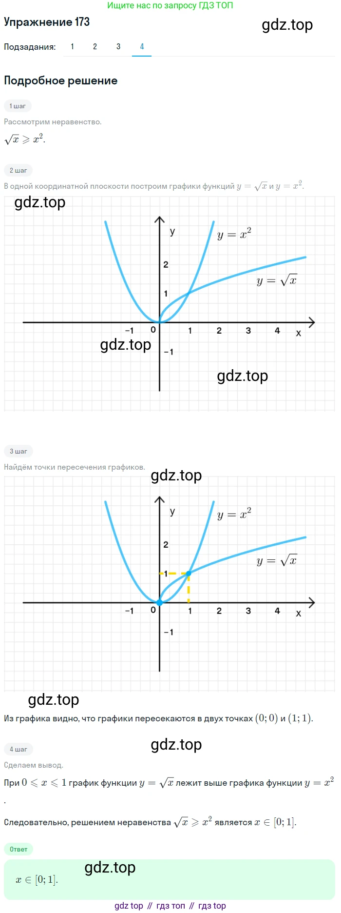 Алгебра, 10-11 класс Учебник, авторы: Алимов Шавкат Арифджанович, Колягин Юрий Михайлович, Ткачева Мария Владимировна, Федорова Надежда Евгеньевна, Шабунин Михаил Иванович, издательство Просвещение, Москва, 2014, страница 69, номер 173, Решение 1 (продолжение 4)
