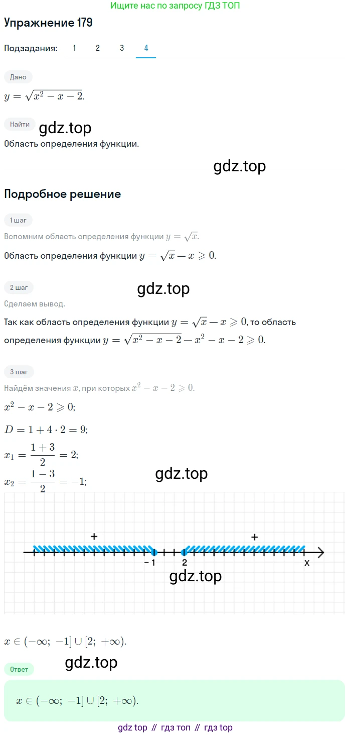 Алгебра, 10-11 класс Учебник, авторы: Алимов Шавкат Арифджанович, Колягин Юрий Михайлович, Ткачева Мария Владимировна, Федорова Надежда Евгеньевна, Шабунин Михаил Иванович, издательство Просвещение, Москва, 2014, страница 69, номер 179, Решение 1 (продолжение 4)