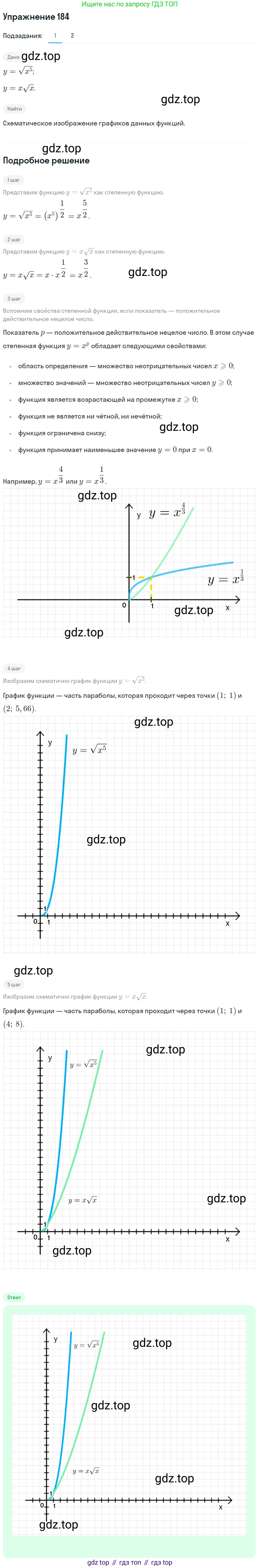Алгебра, 10-11 класс Учебник, авторы: Алимов Шавкат Арифджанович, Колягин Юрий Михайлович, Ткачева Мария Владимировна, Федорова Надежда Евгеньевна, Шабунин Михаил Иванович, издательство Просвещение, Москва, 2014, страница 71, номер 184, Решение 1