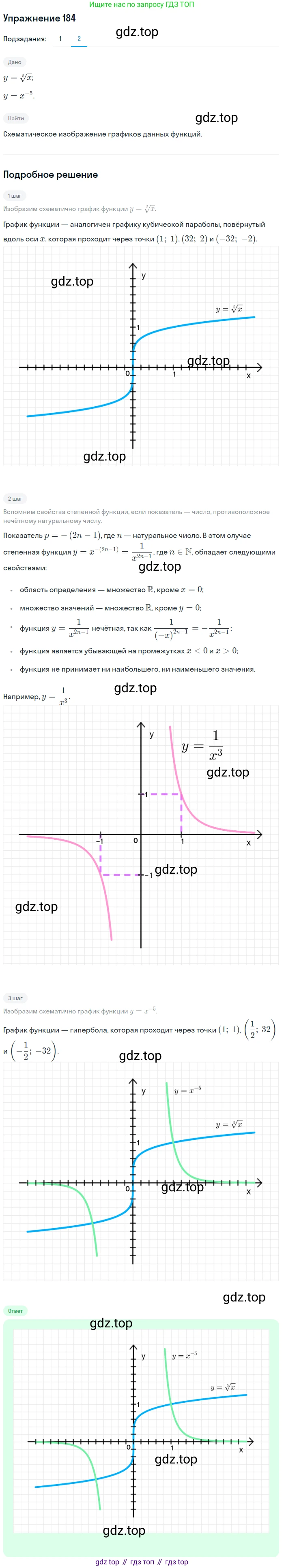 Алгебра, 10-11 класс Учебник, авторы: Алимов Шавкат Арифджанович, Колягин Юрий Михайлович, Ткачева Мария Владимировна, Федорова Надежда Евгеньевна, Шабунин Михаил Иванович, издательство Просвещение, Москва, 2014, страница 71, номер 184, Решение 1 (продолжение 2)