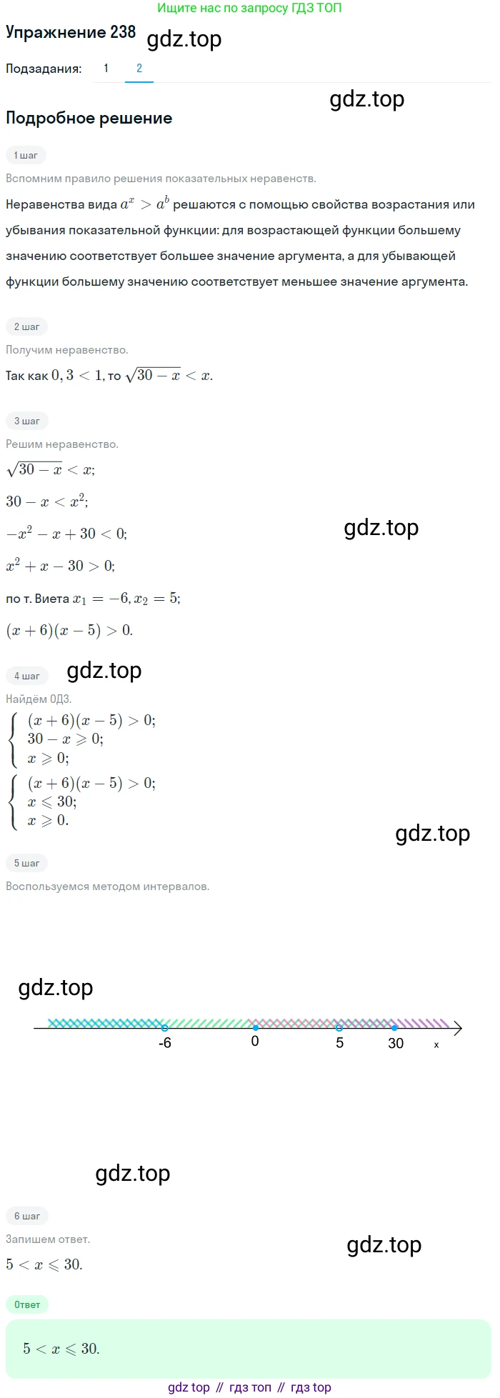 Алгебра, 10-11 класс Учебник, авторы: Алимов Шавкат Арифджанович, Колягин Юрий Михайлович, Ткачева Мария Владимировна, Федорова Надежда Евгеньевна, Шабунин Михаил Иванович, издательство Просвещение, Москва, 2014, страница 84, номер 238, Решение 1 (продолжение 2)