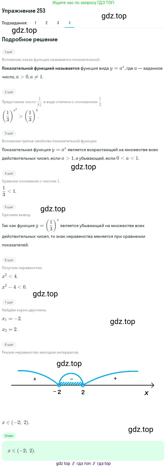 Алгебра, 10-11 класс Учебник, авторы: Алимов Шавкат Арифджанович, Колягин Юрий Михайлович, Ткачева Мария Владимировна, Федорова Надежда Евгеньевна, Шабунин Михаил Иванович, издательство Просвещение, Москва, 2014, страница 88, номер 253, Решение 1 (продолжение 4)