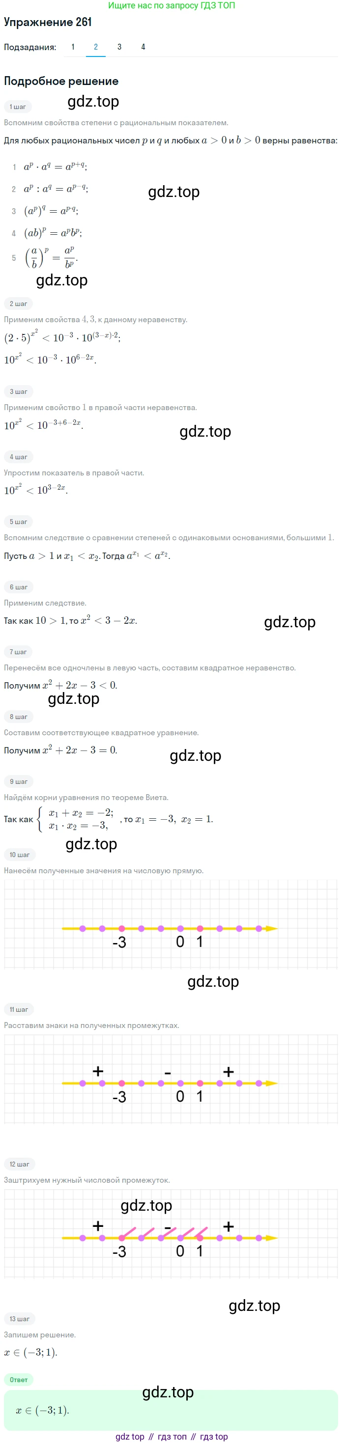 Алгебра, 10-11 класс Учебник, авторы: Алимов Шавкат Арифджанович, Колягин Юрий Михайлович, Ткачева Мария Владимировна, Федорова Надежда Евгеньевна, Шабунин Михаил Иванович, издательство Просвещение, Москва, 2014, страница 89, номер 261, Решение 1 (продолжение 2)