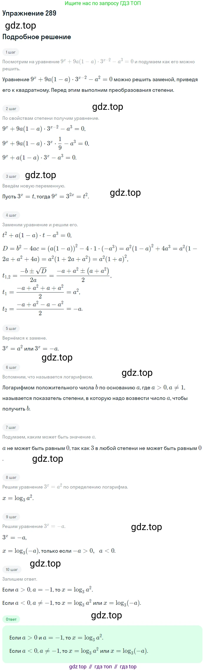Алгебра, 10-11 класс Учебник, авторы: Алимов Шавкат Арифджанович, Колягин Юрий Михайлович, Ткачева Мария Владимировна, Федорова Надежда Евгеньевна, Шабунин Михаил Иванович, издательство Просвещение, Москва, 2014, страница 93, номер 289, Решение 1