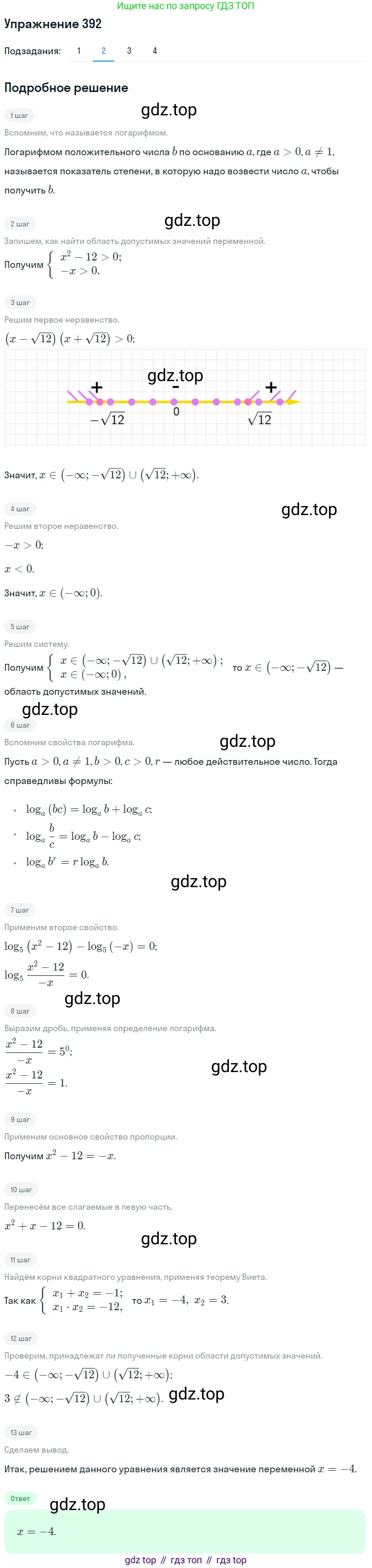 Алгебра, 10-11 класс Учебник, авторы: Алимов Шавкат Арифджанович, Колягин Юрий Михайлович, Ткачева Мария Владимировна, Федорова Надежда Евгеньевна, Шабунин Михаил Иванович, издательство Просвещение, Москва, 2014, страница 115, номер 392, Решение 1 (продолжение 2)