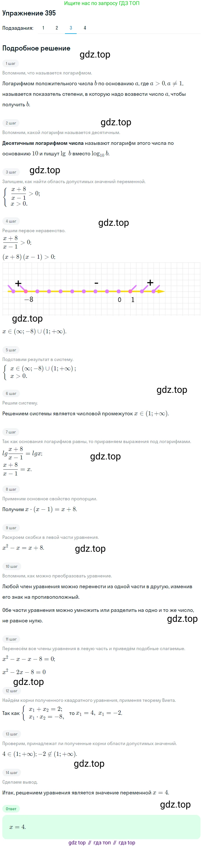 Алгебра, 10-11 класс Учебник, авторы: Алимов Шавкат Арифджанович, Колягин Юрий Михайлович, Ткачева Мария Владимировна, Федорова Надежда Евгеньевна, Шабунин Михаил Иванович, издательство Просвещение, Москва, 2014, страница 115, номер 395, Решение 1 (продолжение 3)