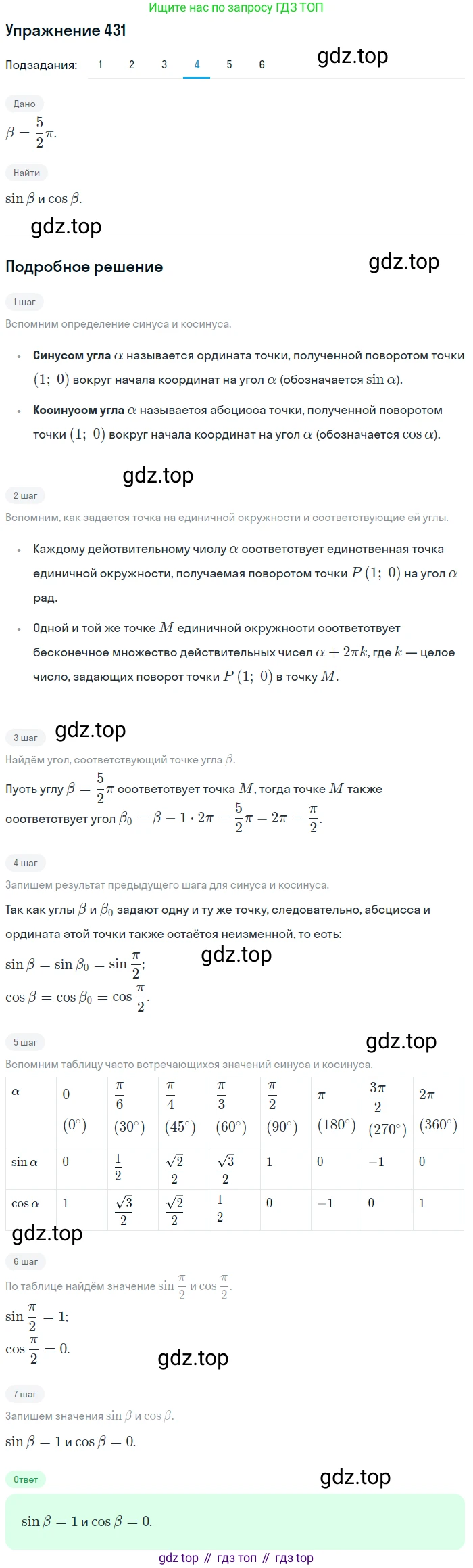 Алгебра, 10-11 класс Учебник, авторы: Алимов Шавкат Арифджанович, Колягин Юрий Михайлович, Ткачева Мария Владимировна, Федорова Надежда Евгеньевна, Шабунин Михаил Иванович, издательство Просвещение, Москва, 2014, страница 130, номер 431, Решение 1 (продолжение 4)