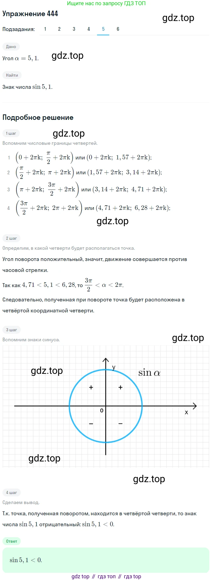 Алгебра, 10-11 класс Учебник, авторы: Алимов Шавкат Арифджанович, Колягин Юрий Михайлович, Ткачева Мария Владимировна, Федорова Надежда Евгеньевна, Шабунин Михаил Иванович, издательство Просвещение, Москва, 2014, страница 134, номер 444, Решение 1 (продолжение 5)