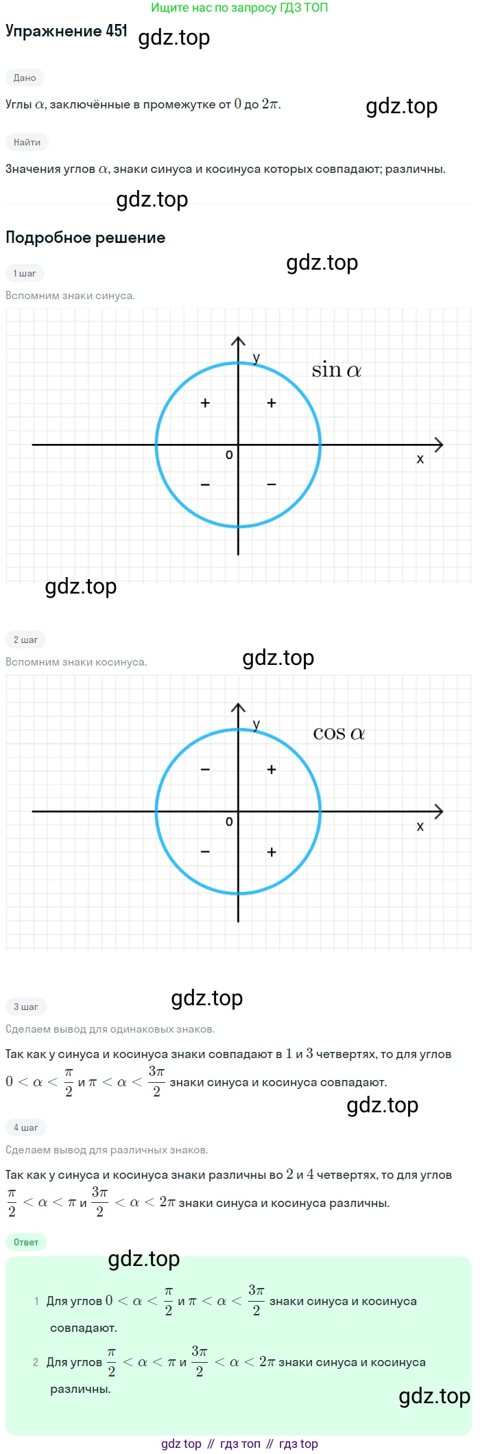 Алгебра, 10-11 класс Учебник, авторы: Алимов Шавкат Арифджанович, Колягин Юрий Михайлович, Ткачева Мария Владимировна, Федорова Надежда Евгеньевна, Шабунин Михаил Иванович, издательство Просвещение, Москва, 2014, страница 134, номер 451, Решение 1
